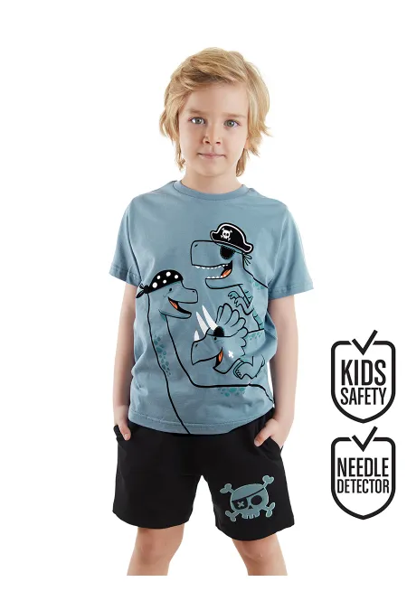Korsan Dinolar Erkek Çocuk T-shirt Şort Takım Korsan Dinolar Erkek Çocuk T-shirt Şort Takım