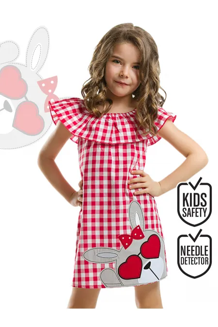 Robe à carreaux pour fille avec des lunettes en forme de cœur