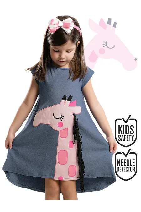 Robe rose girafe pour fille + bandeau