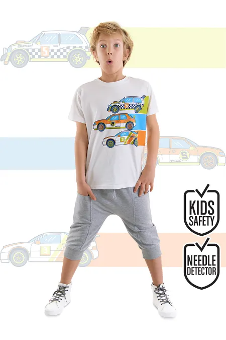 Yarışçı Erkek Çocuk T-shirt Kapri Şort Takım