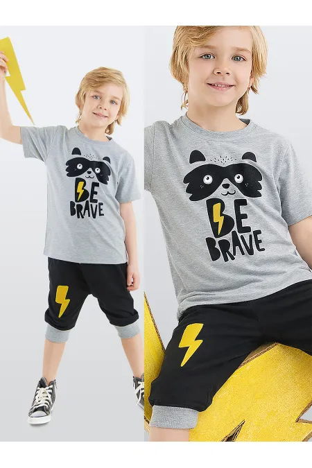 Rakun Erkek Çocuk T-shirt Kapri Şort Takım