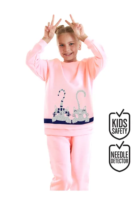 Ensemble de survêtement rose à rayures pour filles