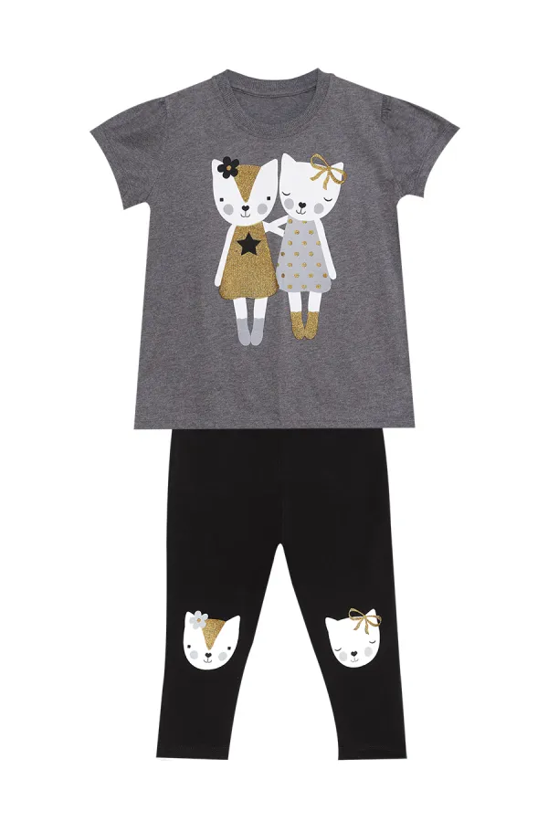 Cat Friends Girls' T-Shirt and Leggings Set