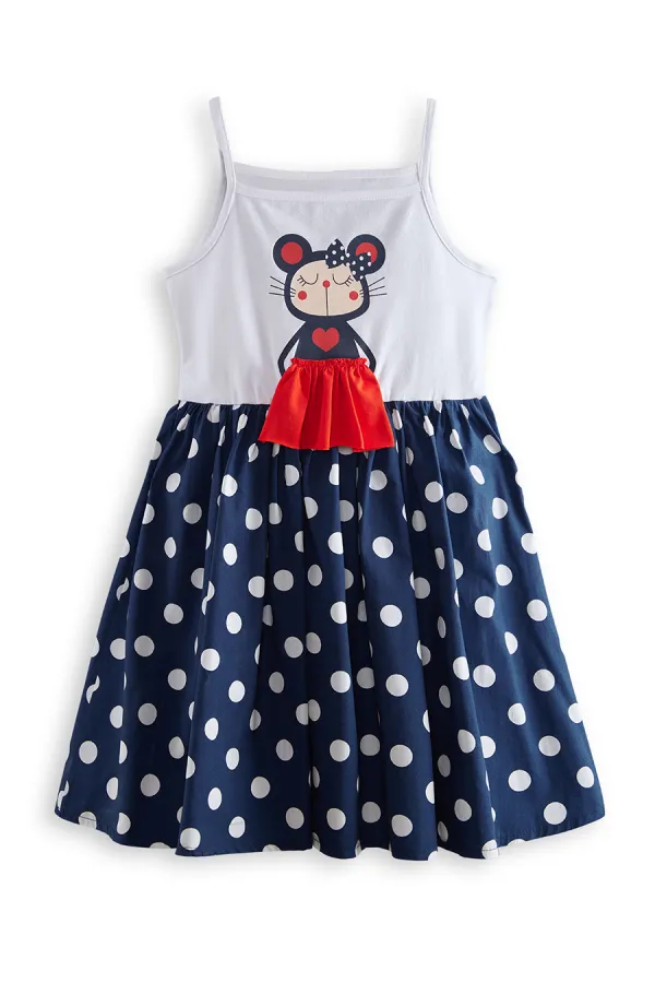 Robe bleu marine à pois Lily pour fille