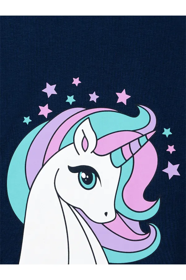 Renkli Unicorn Kız Çocuk Elbise