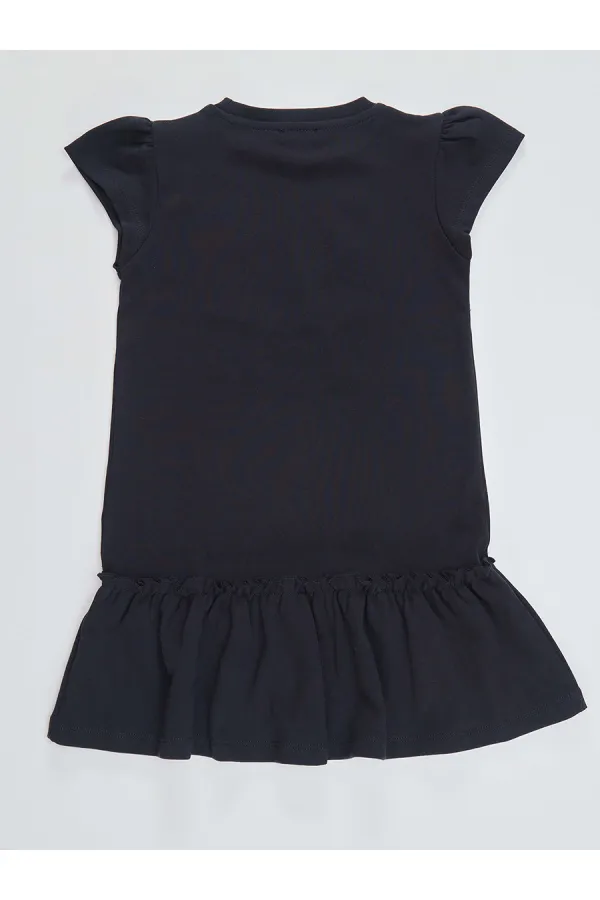 Robe bleu marine en coton « Rêve de glace » pour fille