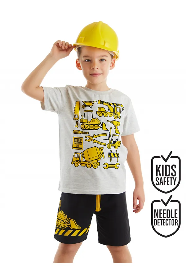 İnşaat Araçları Erkek Çocuk T-shirt Şort Takım
