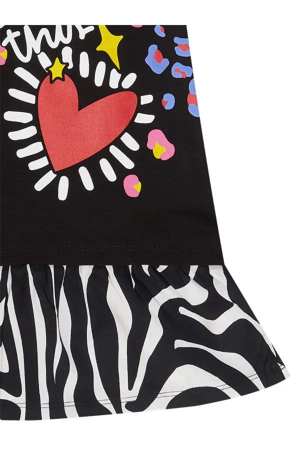 Robe de fille à motif zèbre et cœur