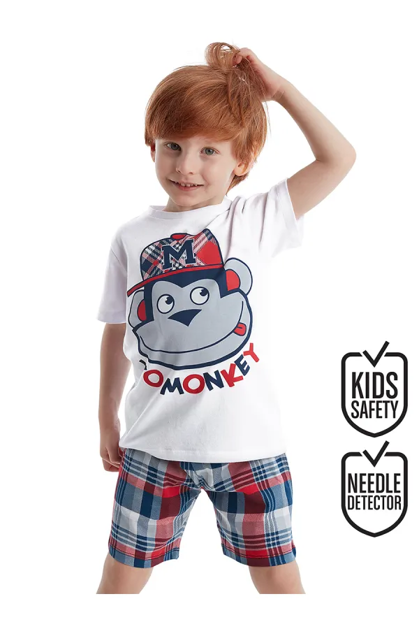 Monkey Ekose Erkek Çocuk T-shirt Şort Takım