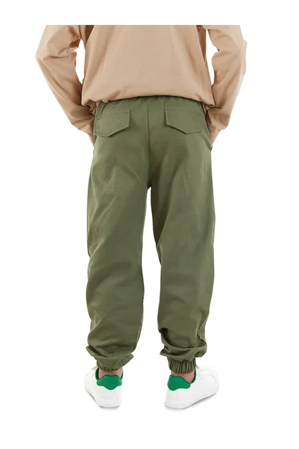 Boys' Stitched Khaki Gabardine Trousers