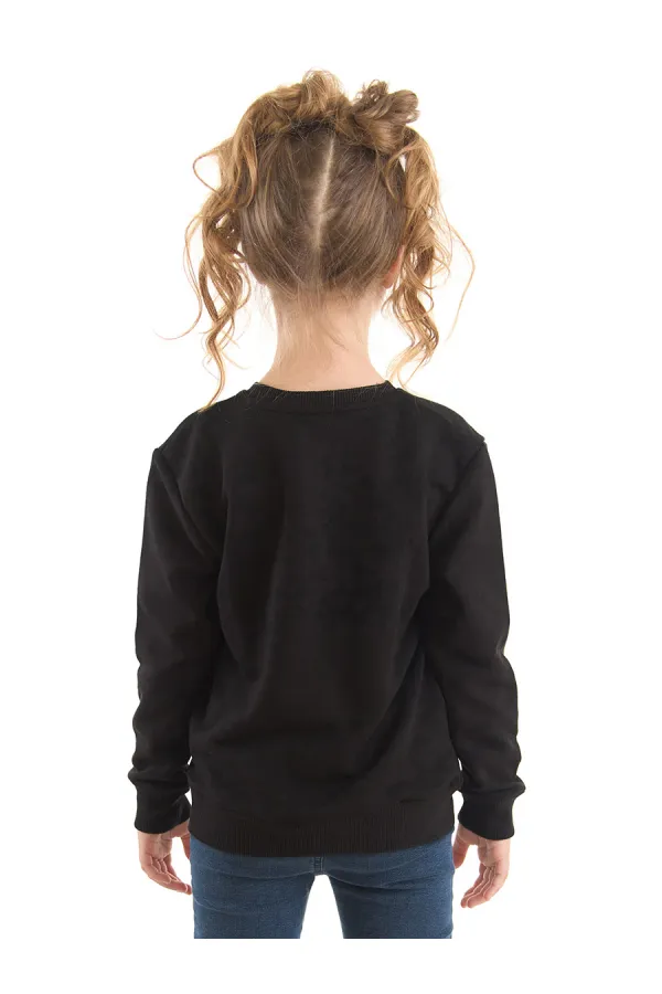 Sweat-shirt noir pour fille coccinelle