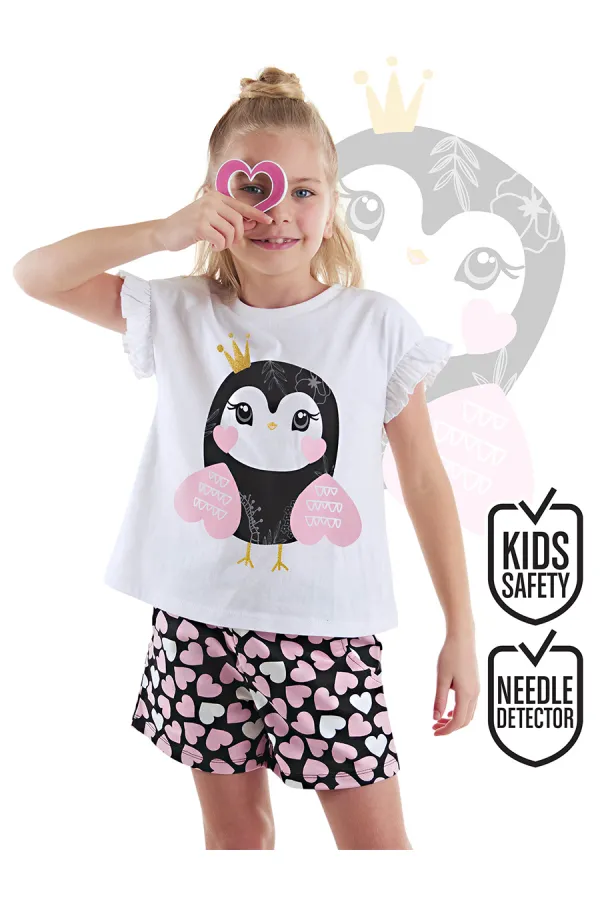 Cute Owl Girl's T-shirt and Shorts Set