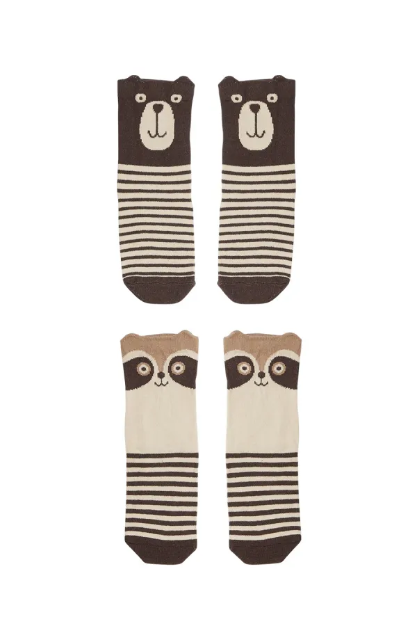 Bear and Raccoon Boys' 2-Pack Socket Socks