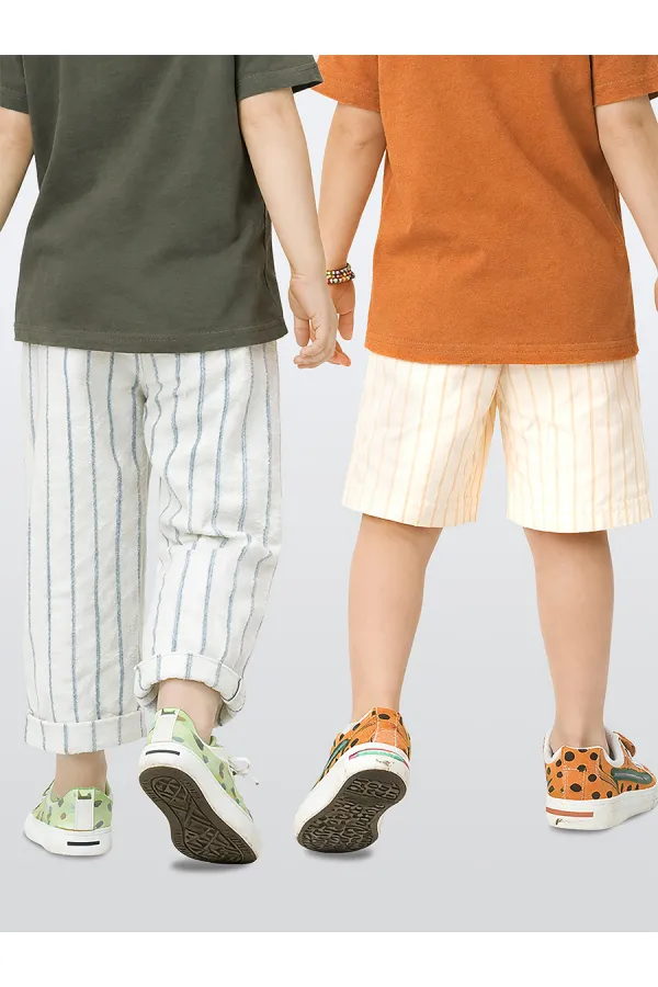 Çizgili Dokuma Pantolon Şort 2'li Paket