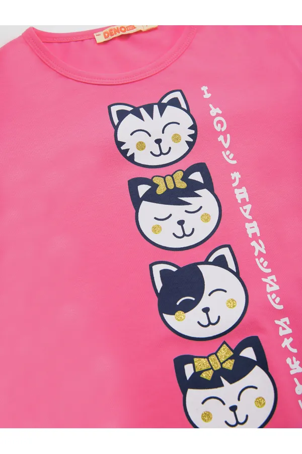 Japan Cats Kız Çocuk T-shirt Pantolon Takım Japan Cats Kız Çocuk T-shirt Pantolon Takım