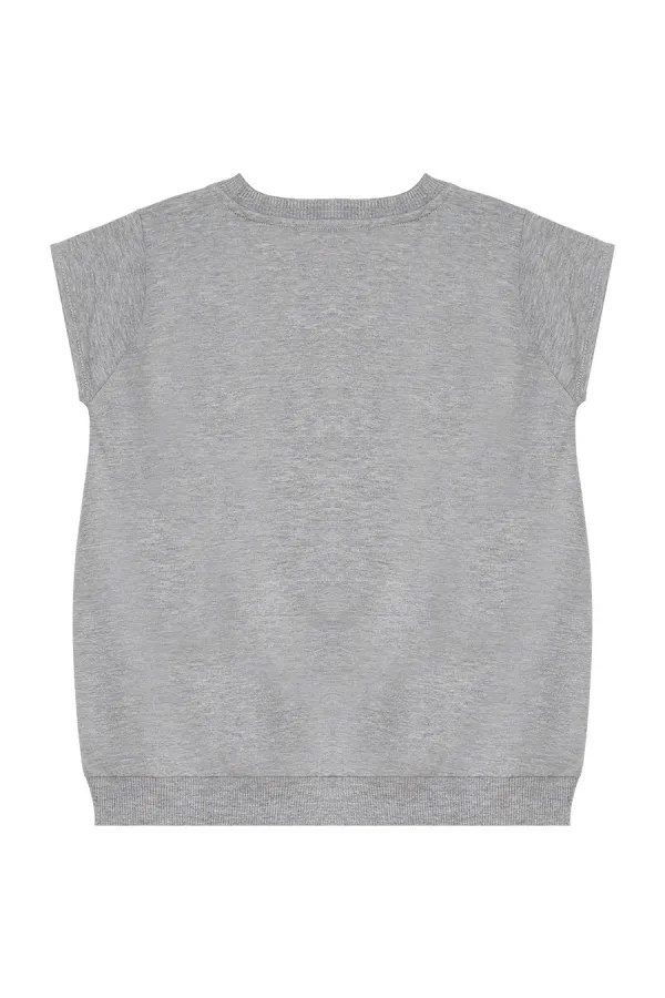 Elegant Unicorn Girl's Grey and Black Tunic and Leggings Set