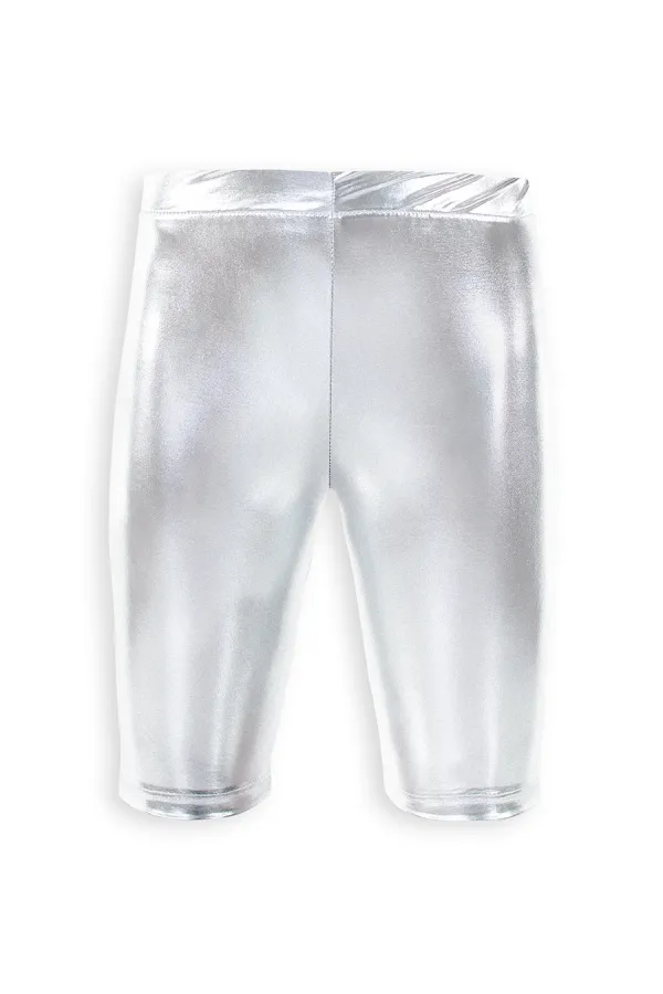 Girls' Knee-High Silver Shiny Leggings