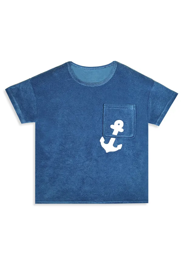 Çapa Erkek Çocuk Mavi Havlu Şort T-shirt Takım