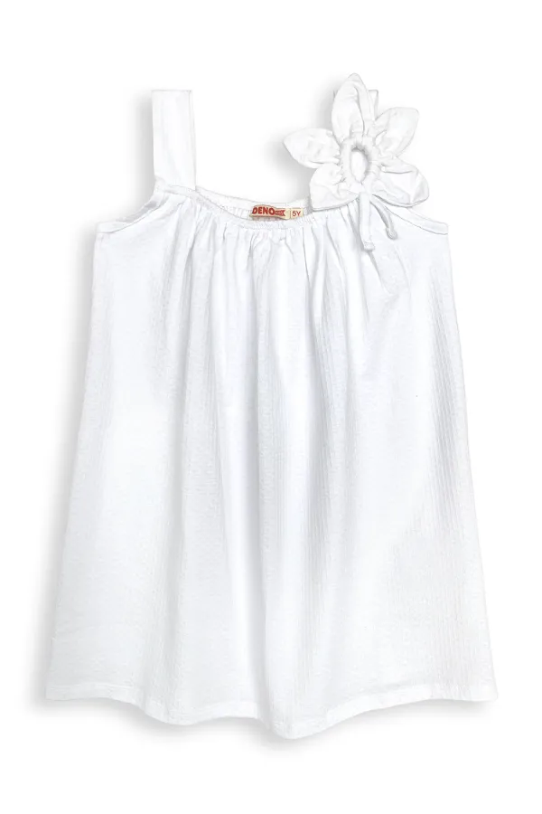 Robe blanche à manches fleuries pour fille