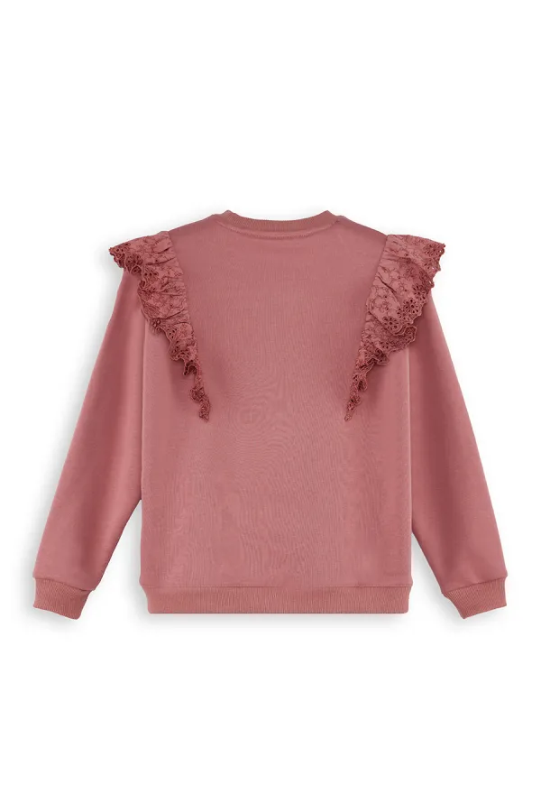 Ruffled Girl's Rose Pink Tracksuit Set