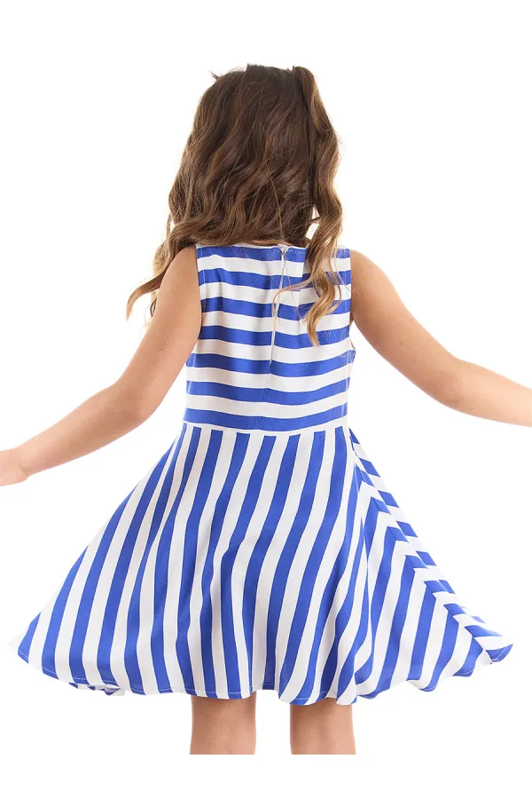 Robe de demoiselle d'honneur rayée à motif coquelicot