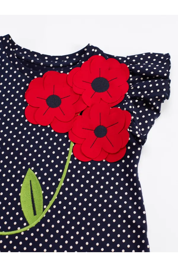 Robe à pois pour fille avec fleurs