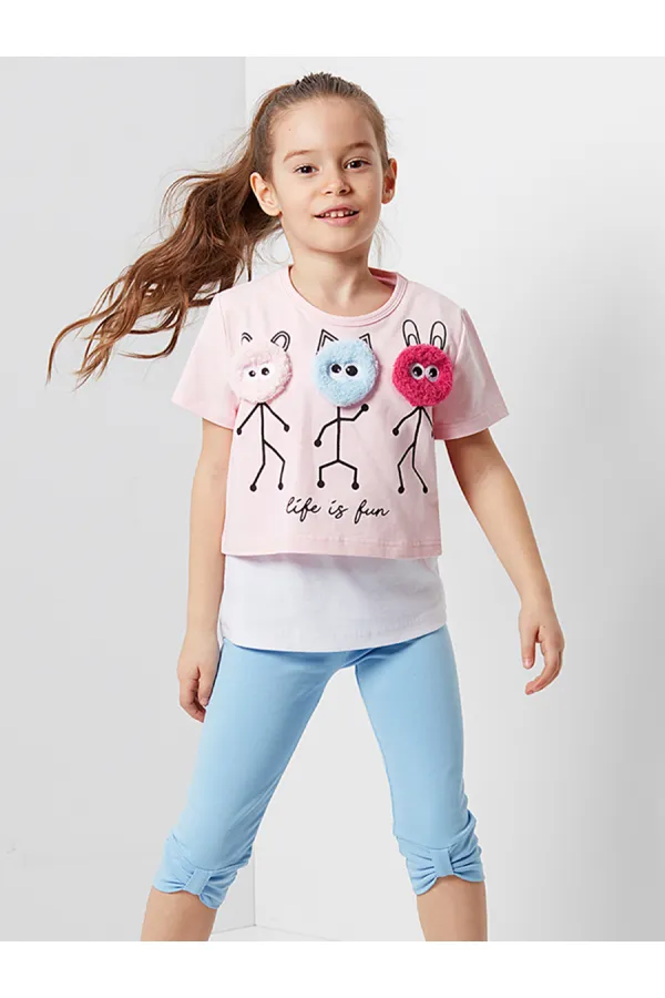 Hayat Eğlencelidir Kız Çocuk T-shirt Tayt Takım