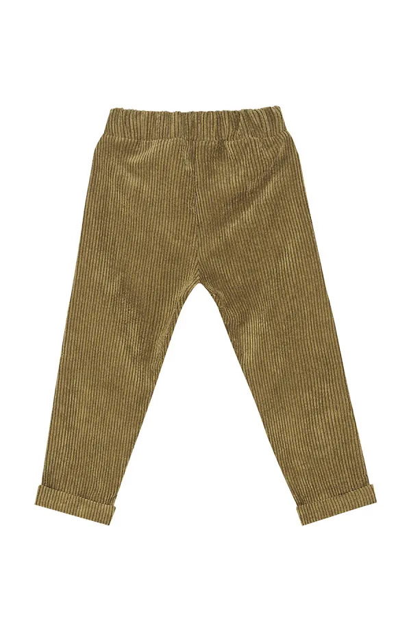 Fitilli Kadife Haki Erkek Çocuk Pantolon