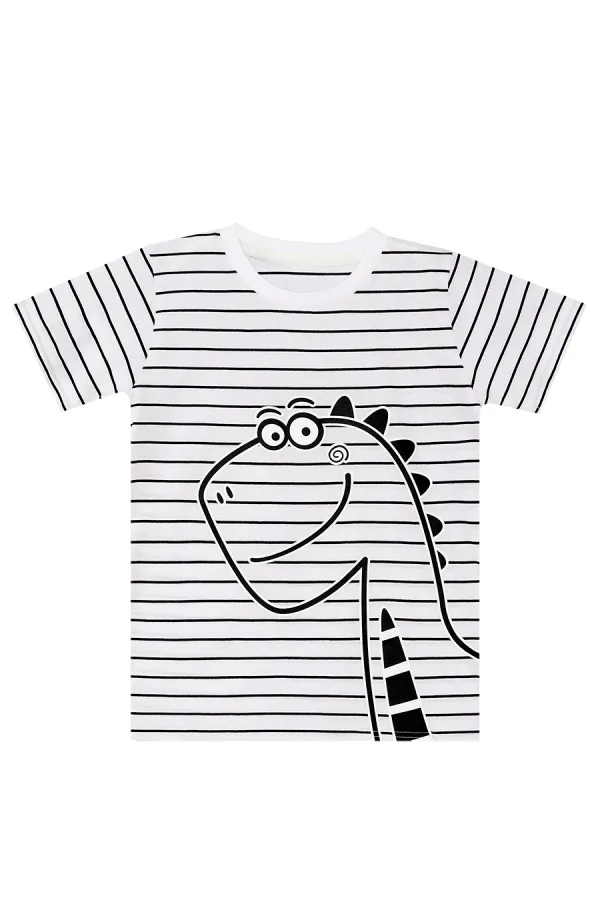 Sevimli Dino Erkek Çocuk T-shirt Kapri Şort Takım