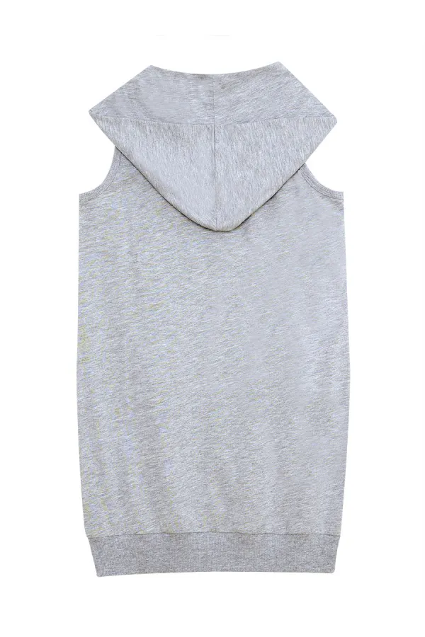 We Rock Grey Melanj Kapüşonlu Kız Çocuk Elbise