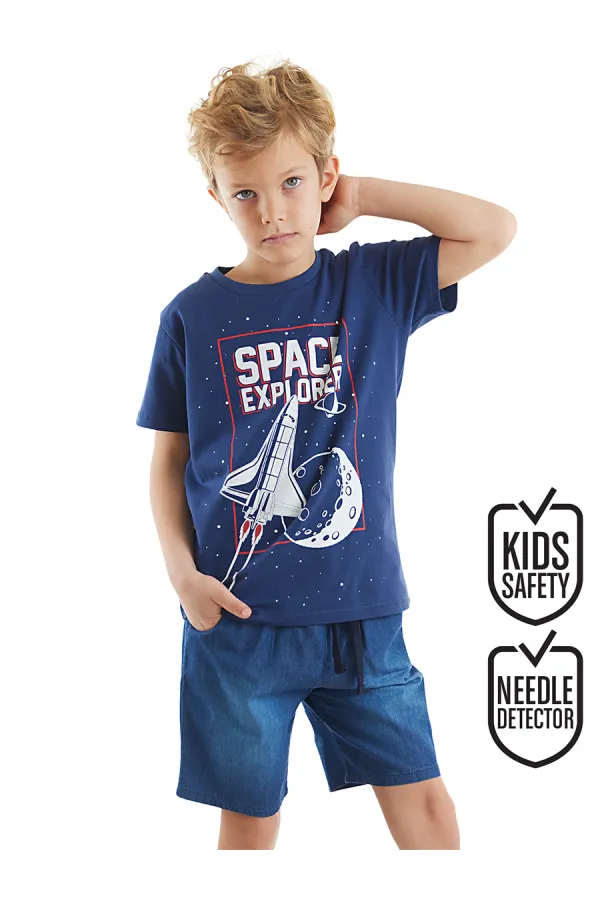 Space Erkek Çocuk T-shirt Denim Şort Takım