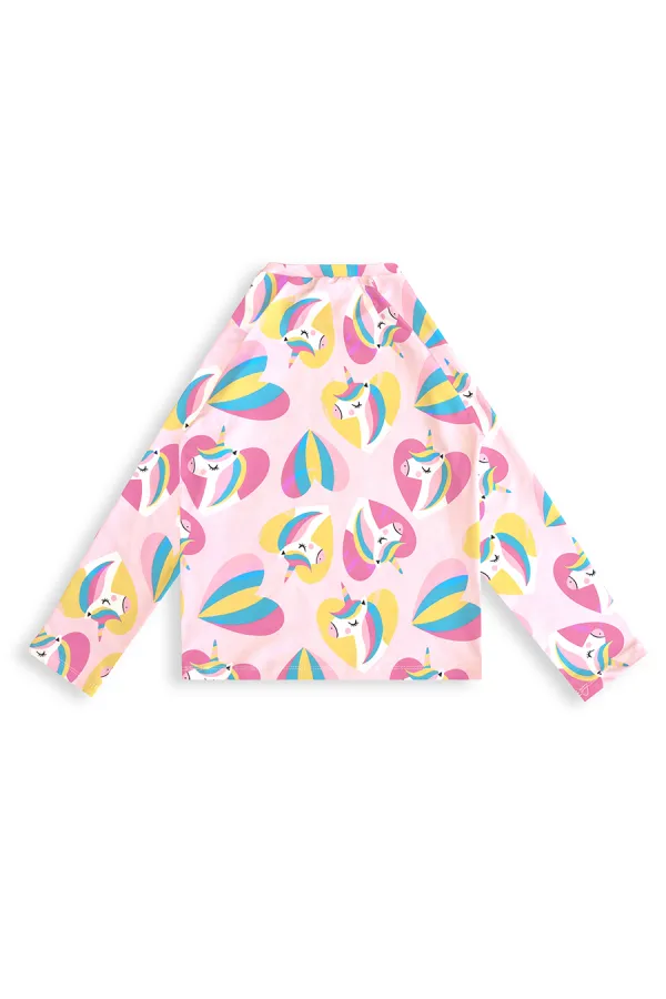 UV Korumalı Unicorn Kız Çocuk Mayo T-shirt