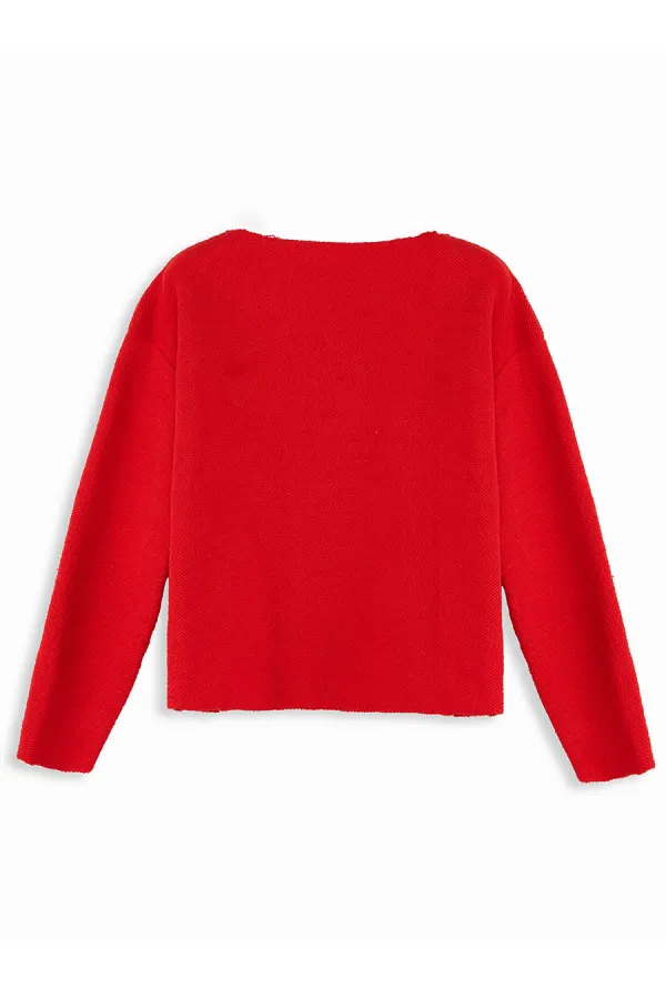 Crop Top Kız Çocuk Kırmızı Sweat