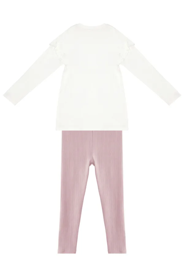 Ensemble legging et tunique en velours à motif lapin fille