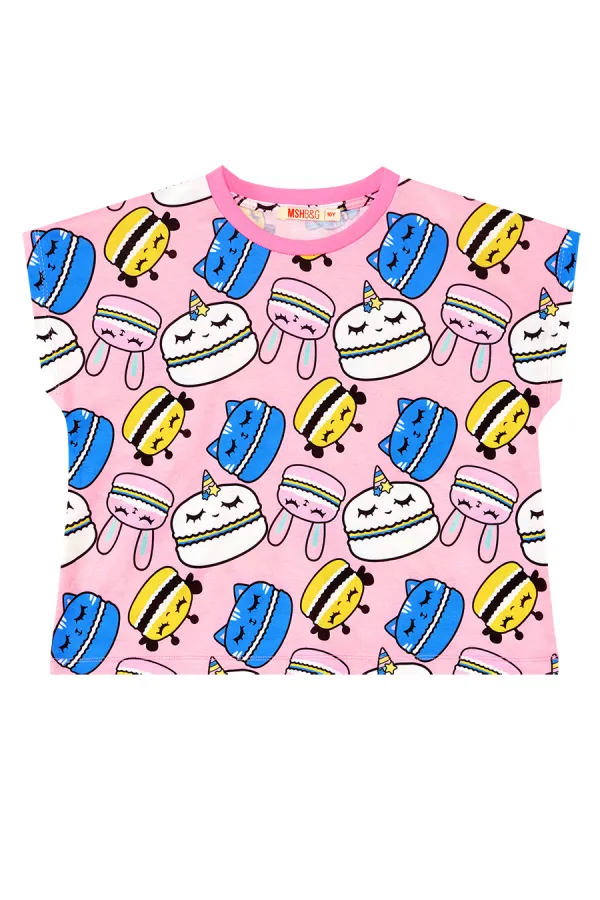 Tatlı Kurabiyeler Kız Çocuk T-shirt Şort Takım Tatlı Kurabiyeler Kız Çocuk T-shirt Şort Takım