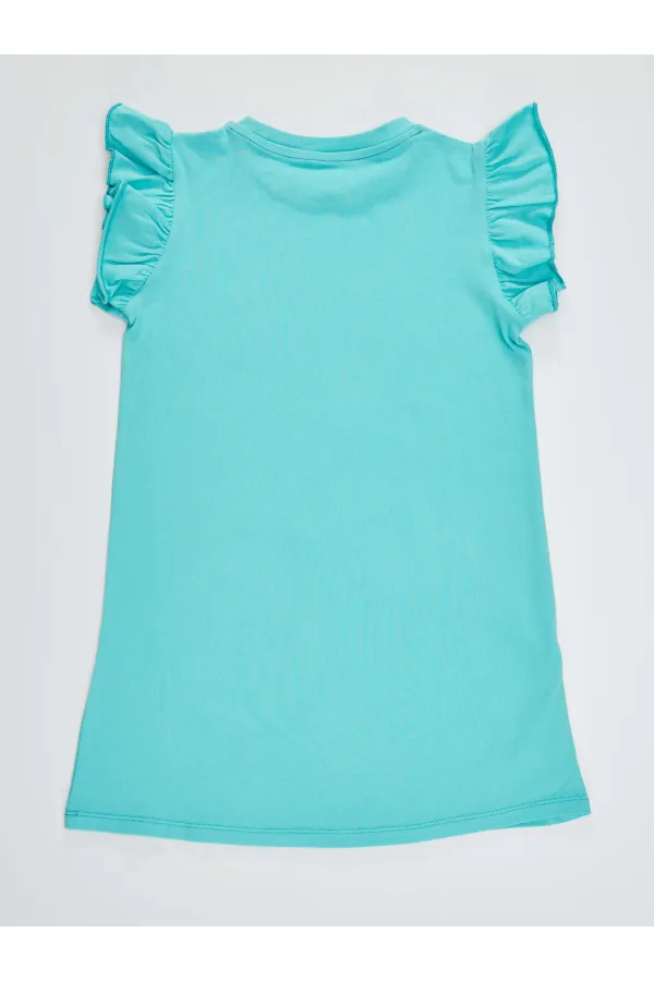 Sakızlı Unicorn Kız Çocuk Turkuaz Elbise