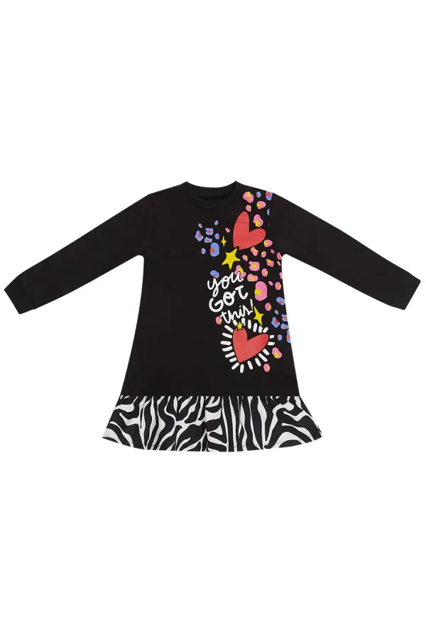Robe de fille à motif zèbre et cœur
