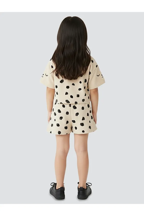 Ensemble short et t-shirt en éponge à imprimé léopard pour fille