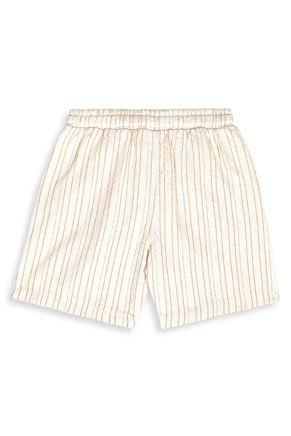 Short tissé à rayures moutarde