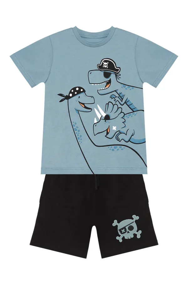 Korsan Dinolar Erkek Çocuk T-shirt Şort Takım
