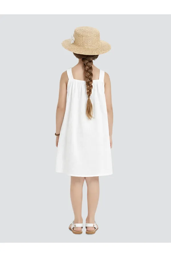 Robe blanche à manches fleuries pour fille