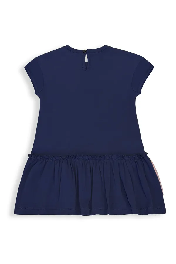 Robe d'été bleu marine en tulle à motif licorne pour fille