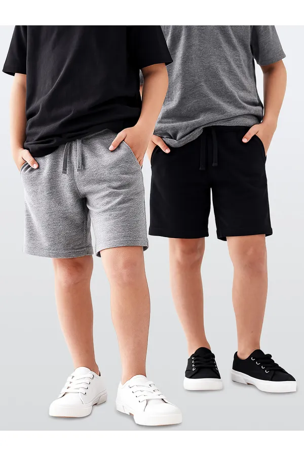 Ensemble short deux pièces noir et gris pour garçon