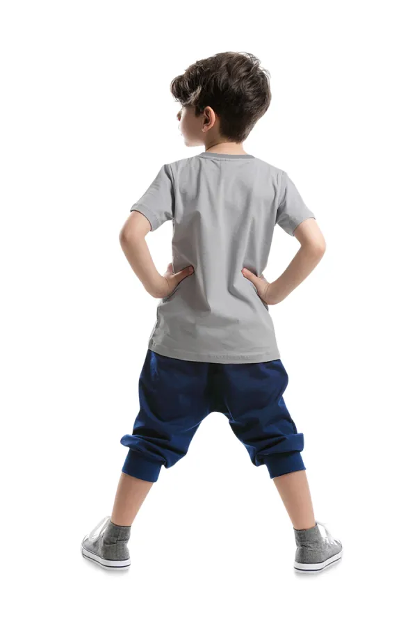 Fermuar Dino Erkek Çocuk T-shirt Kapri Şort Takım