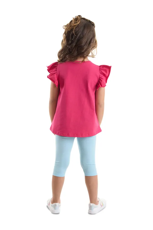 Fırfırlı Kedicik Kız Çocuk T-shirt Tayt Takım