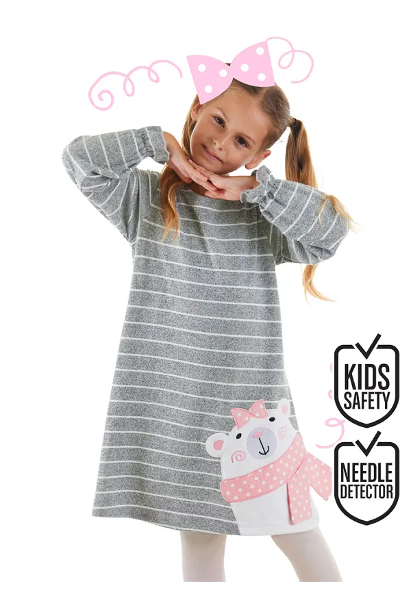 Robe rayée pour fille ours en peluche
