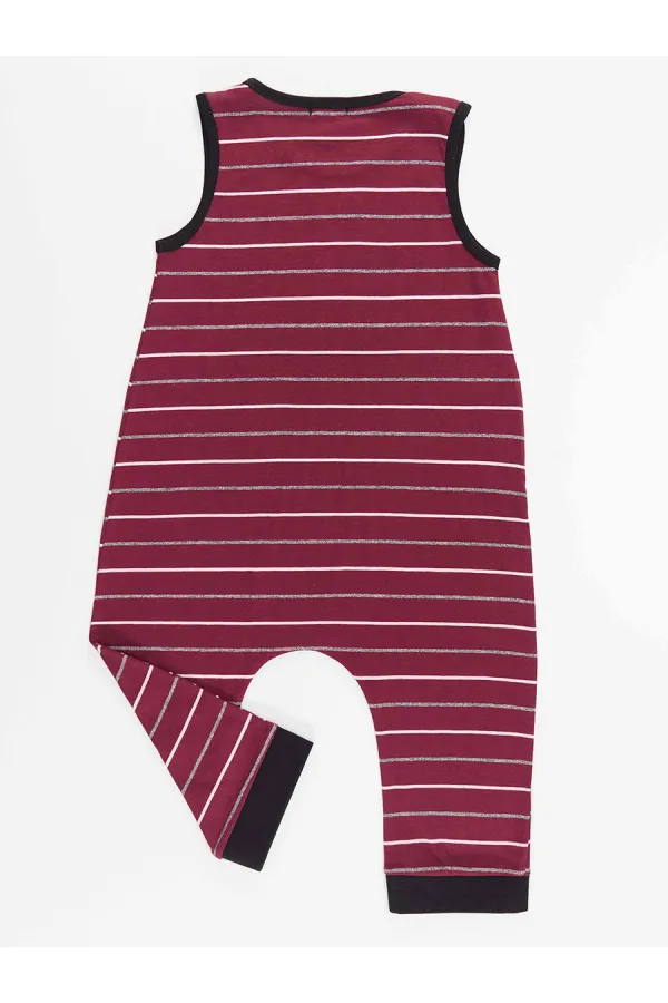 Funny Crocodile Boy's Cotton Burgundy Jumpsuit