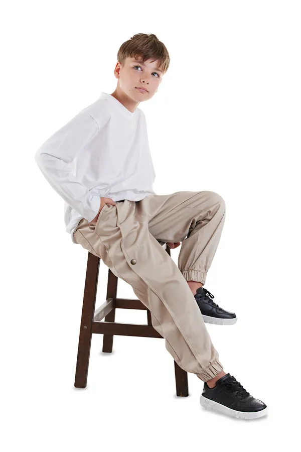 Boys' Beige Gabardine Trousers