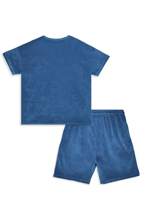Çapa Erkek Çocuk Mavi Havlu Şort T-shirt Takım