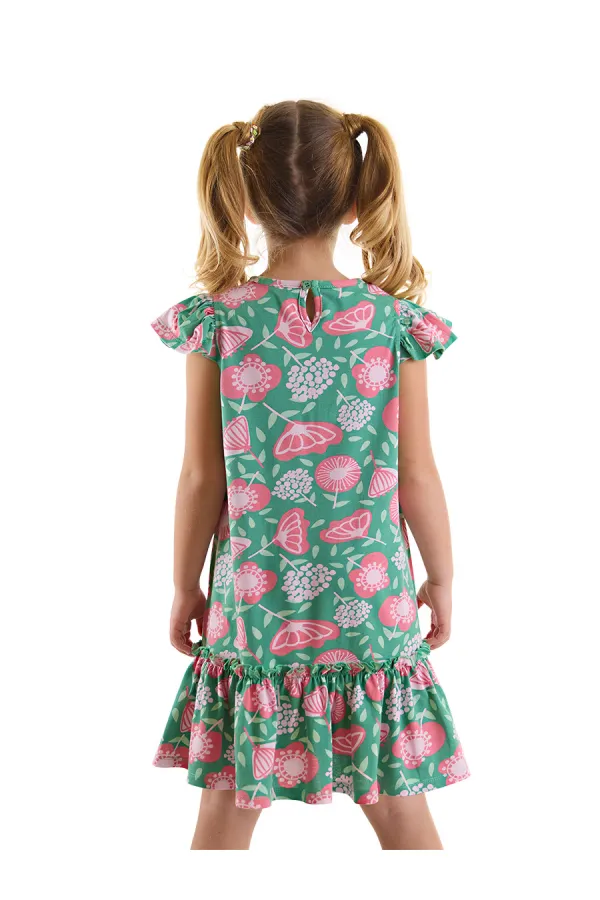 Robe verte à volants pour demoiselle d'honneur rose